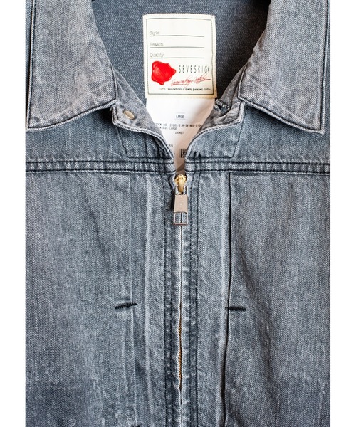 SEVESKIG（セヴシグ）の「SEVESKIG/セブシグ/袖切り替えDENIM JKT_JK-SV-NRS-1004（デニムジャケット・メンズ・ブラック/インディゴブルー・SMALL/MEDIUM/LARGE/X-LARGE）」の6枚目の写真