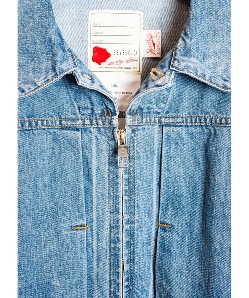 SEVESKIG（セヴシグ）の「SEVESKIG/セブシグ/袖切り替えDENIM JKT_JK-SV-NRS-1004（デニムジャケット・メンズ・ブラック/インディゴブルー・SMALL/MEDIUM/LARGE/X-LARGE）」の11枚目の写真