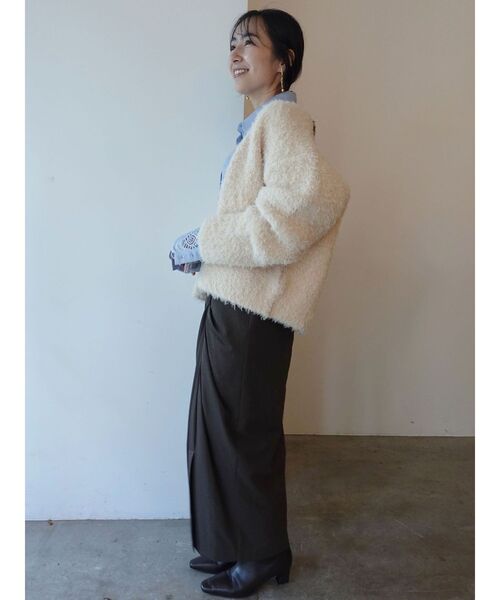 LAGUNAMOON（ラグナムーン）の「【WEB限定】ループヤーンセッケツニットブルゾン（カーディガン/ボレロ・レディース・アイボリー/ブラック/ミント・FREE）」の8枚目の写真