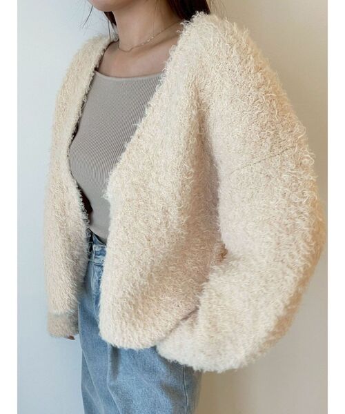 LAGUNAMOON（ラグナムーン）の「【WEB限定】ループヤーンセッケツニットブルゾン（カーディガン/ボレロ・レディース・アイボリー/ブラック/ミント・FREE）」の11枚目の写真