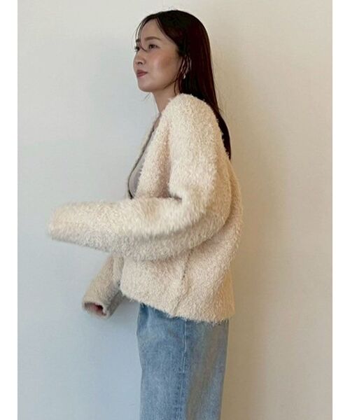 LAGUNAMOON（ラグナムーン）の「【WEB限定】ループヤーンセッケツニットブルゾン（カーディガン/ボレロ・レディース・アイボリー/ブラック/ミント・FREE）」の12枚目の写真