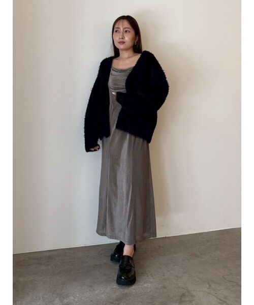 LAGUNAMOON（ラグナムーン）の「【WEB限定】ループヤーンセッケツニットブルゾン（カーディガン/ボレロ・レディース・アイボリー/ブラック/ミント・FREE）」の14枚目の写真