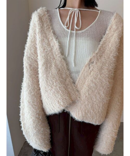 LAGUNAMOON（ラグナムーン）の「【WEB限定】ループヤーンセッケツニットブルゾン（カーディガン/ボレロ・レディース・アイボリー/ブラック/ミント・FREE）」の15枚目の写真