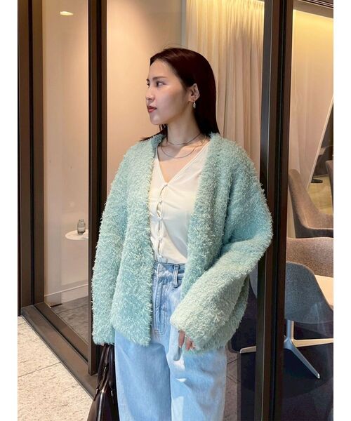 LAGUNAMOON（ラグナムーン）の「【WEB限定】ループヤーンセッケツニットブルゾン（カーディガン/ボレロ・レディース・アイボリー/ブラック/ミント・FREE）」の21枚目の写真