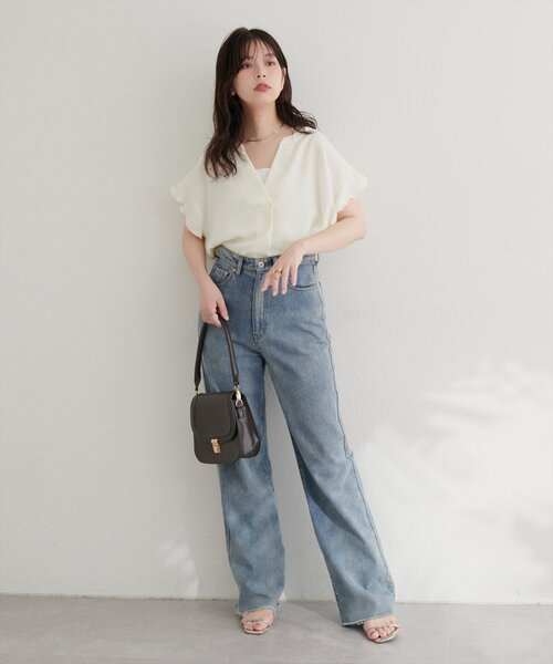 natural couture（ナチュラルクチュール）の「スキッパーフリル袖ブラウス（シャツ/ブラウス・レディース・ミント/ボルドー/ブラック/オフホワイト・FREE）」の8枚目の写真