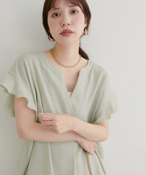 natural couture（ナチュラルクチュール）の「スキッパーフリル袖ブラウス（シャツ/ブラウス・レディース・ミント/ボルドー/ブラック/オフホワイト・FREE）」の22枚目の写真