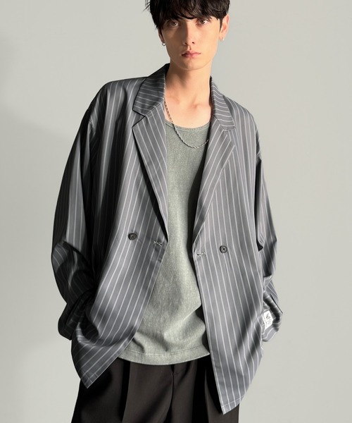 未使用　45R シャツジャケット　ストライプ柄 セール】【Classical Origin】「さっと羽織れる。」ストライプ柄