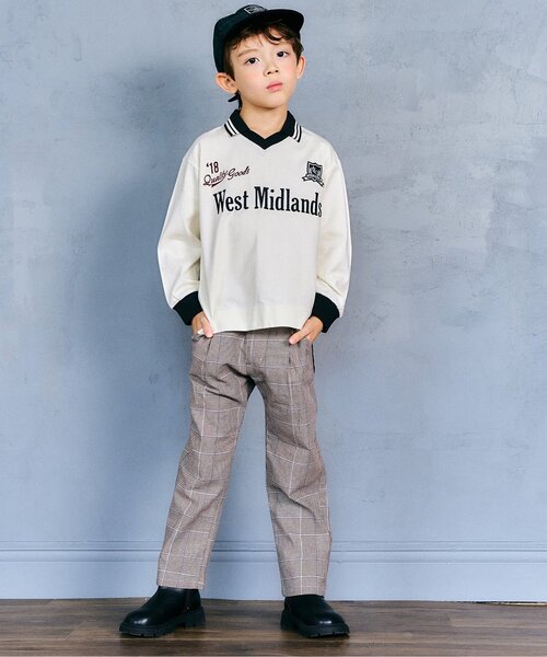 apres les cours(アプレレクール)の「襟付きユニフォーム風Tシャツ(Tシャツ/カットソー・キッズ・アイボリー/グリーン・90/100/110/120/130/80)」の3枚目の写真