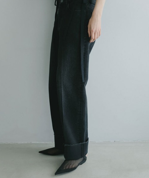 etre tokyo ウエストコードセンタークリースデニム ウエストコードセンタークリースデニム(S BLACK): ボトムス │ ETRE