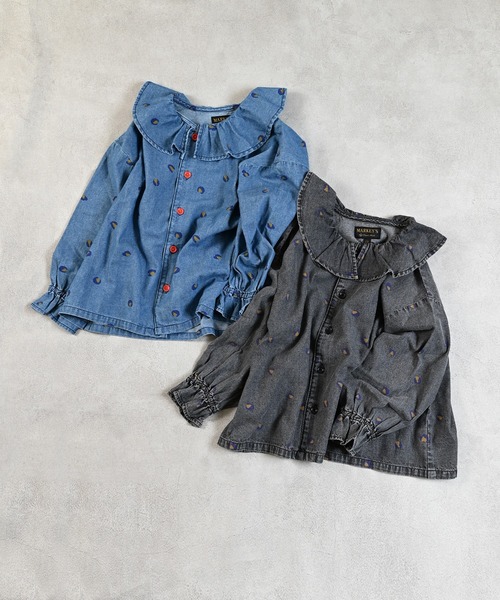 MARKEY'S(マーキーズ)の「デニムフリルカラーブラウス(シャツ/ブラウス・キッズ・ブルー系その他/ブラック系その他・90/100/110/120/130/140/150)」の9枚目の写真