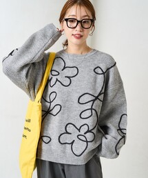 花柄刺繍」に該当するレディースのニット/セーターファッション