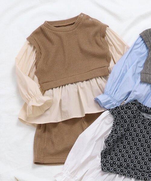 apres les cours（アプレレクール）の「【ジュニア対応】ニットソーセットアップ（セットアップ・キッズ・ブラック/ベージュ/グレー・140/130/120/110/100/90/80）」の3枚目の写真