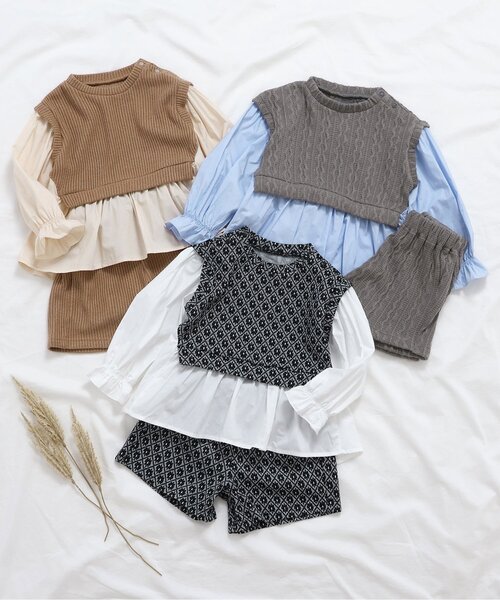 apres les cours（アプレレクール）の「【ジュニア対応】ニットソーセットアップ（セットアップ・キッズ・ブラック/ベージュ/グレー・140/130/120/110/100/90/80）」の5枚目の写真