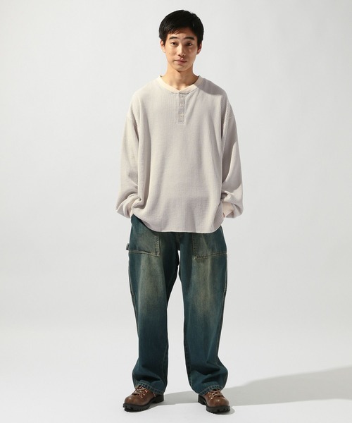 niko and...（ニコアンド）の「ワッフルヘンリーロンT（Tシャツ/カットソー・メンズ・オフホワイト/ブラック/ベージュ・LARGE/MEDIUM）」の13枚目の写真