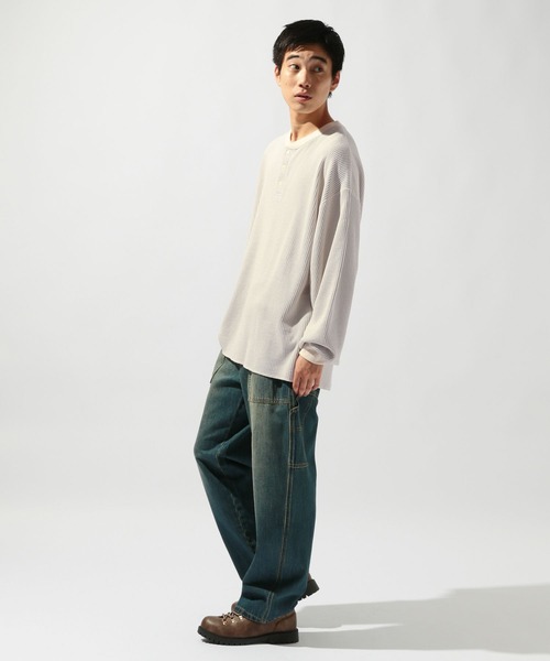 niko and...（ニコアンド）の「ワッフルヘンリーロンT（Tシャツ/カットソー・メンズ・オフホワイト/ブラック/ベージュ・LARGE/MEDIUM）」の14枚目の写真