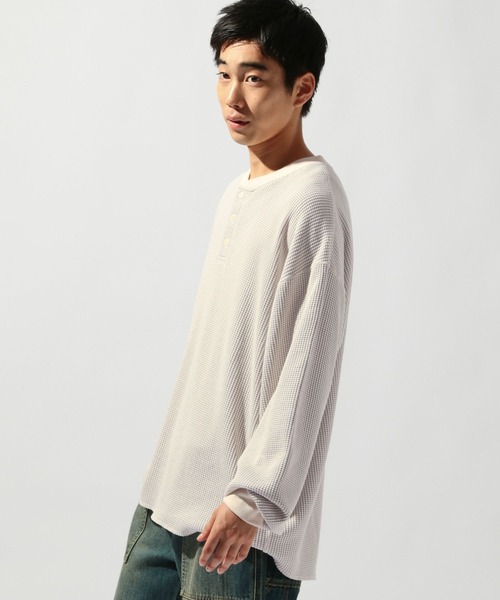 niko and...（ニコアンド）の「ワッフルヘンリーロンT（Tシャツ/カットソー・メンズ・オフホワイト/ブラック/ベージュ・LARGE/MEDIUM）」の16枚目の写真