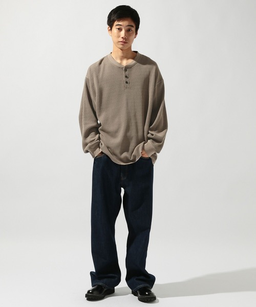 niko and...（ニコアンド）の「ワッフルヘンリーロンT（Tシャツ/カットソー・メンズ・オフホワイト/ブラック/ベージュ・LARGE/MEDIUM）」の21枚目の写真