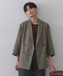OPAQUE.CLIP（オペークドットクリップ）の「リネンライクダブルジャケット【洗える】（テーラードジャケット）」