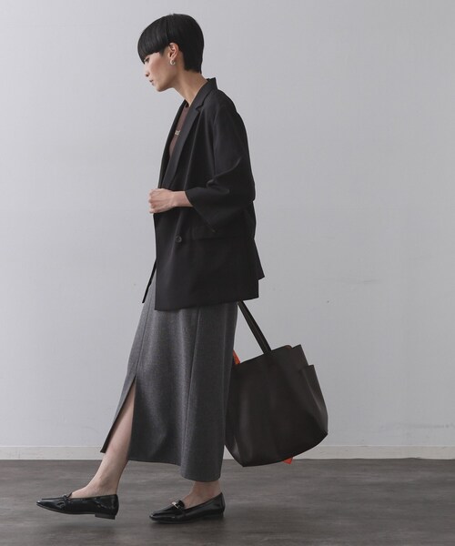 OPAQUE.CLIP（オペークドットクリップ）の「リネンライクダブルジャケット【洗える】（テーラードジャケット・レディース・ブラック/ライトベージュ/ブラウン系その他・38/40/42）」の5枚目の写真