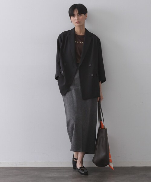 OPAQUE.CLIP（オペークドットクリップ）の「リネンライクダブルジャケット【洗える】（テーラードジャケット・レディース・ブラック/ライトベージュ/ブラウン系その他・38/40/42）」の6枚目の写真