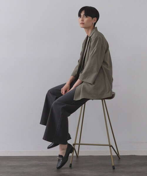 OPAQUE.CLIP（オペークドットクリップ）の「リネンライクダブルジャケット【洗える】（テーラードジャケット・レディース・ブラック/ライトベージュ/ブラウン系その他・38/40/42）」の14枚目の写真