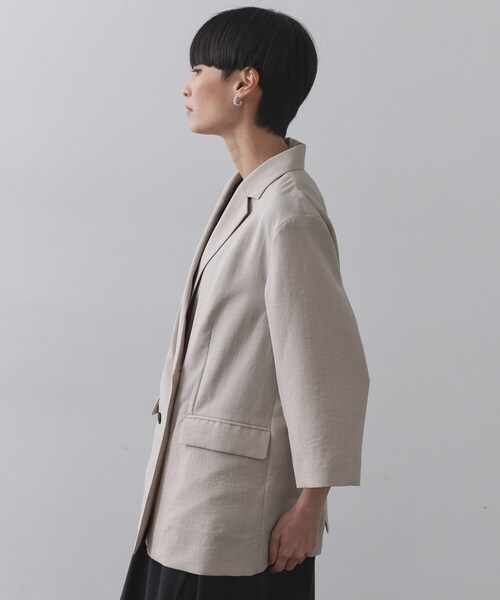 OPAQUE.CLIP（オペークドットクリップ）の「リネンライクダブルジャケット【洗える】（テーラードジャケット・レディース・ブラック/ライトベージュ/ブラウン系その他・38/40/42）」の17枚目の写真