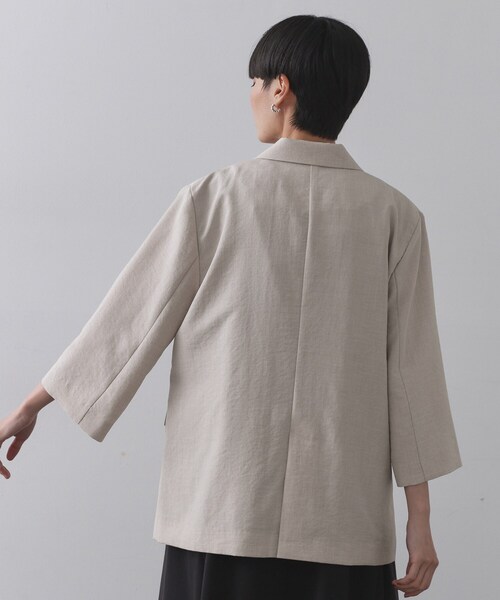 OPAQUE.CLIP（オペークドットクリップ）の「リネンライクダブルジャケット【洗える】（テーラードジャケット・レディース・ブラック/ライトベージュ/ブラウン系その他・38/40/42）」の18枚目の写真