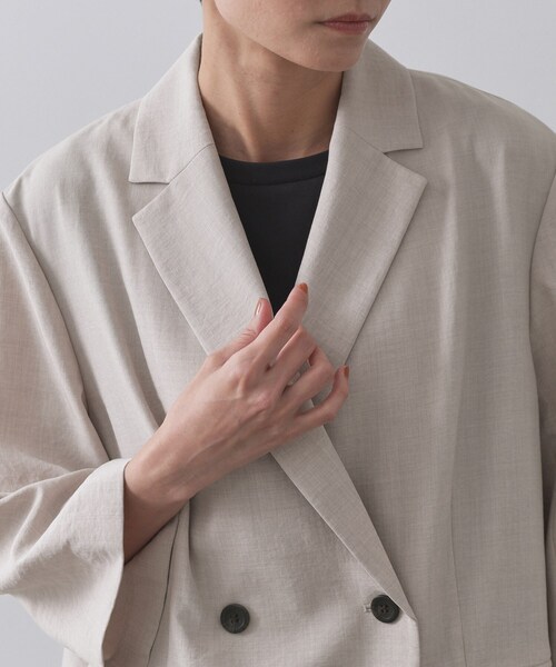 OPAQUE.CLIP（オペークドットクリップ）の「リネンライクダブルジャケット【洗える】（テーラードジャケット・レディース・ブラック/ライトベージュ/ブラウン系その他・38/40/42）」の19枚目の写真