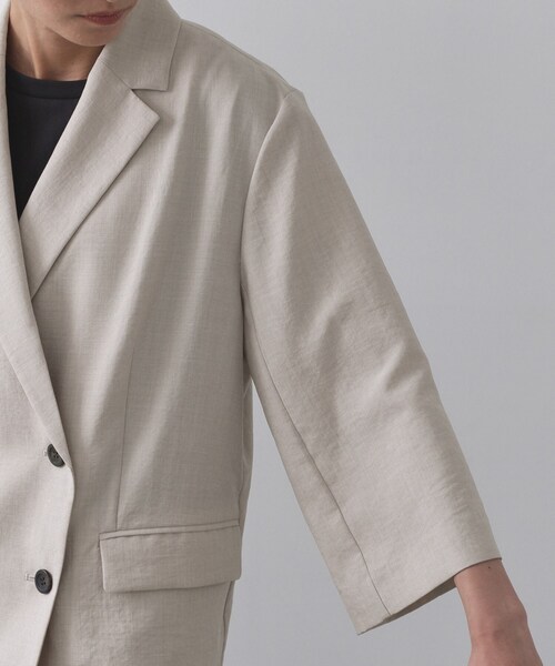 OPAQUE.CLIP（オペークドットクリップ）の「リネンライクダブルジャケット【洗える】（テーラードジャケット・レディース・ブラック/ライトベージュ/ブラウン系その他・38/40/42）」の20枚目の写真