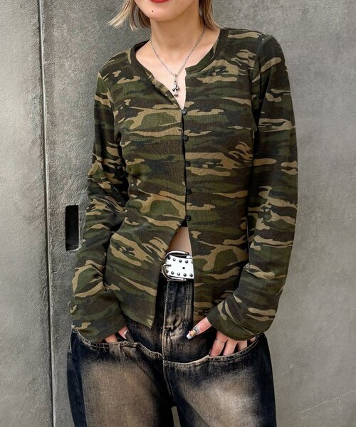 WHO'S WHO gallery(フーズフーギャラリー)の「ナローカーディガン(カーディガン/ボレロ・レディース・ブラウン/カーキ・FREE)」の7枚目の写真