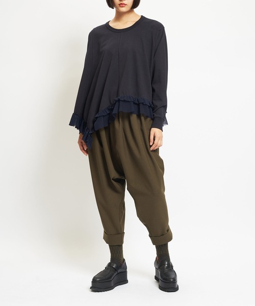 gomme（ゴム）の「ウォームPツイル　ダブルヘムサルエル（その他パンツ・レディース・ブラック/カーキ/パープル・MEDIUM）」の4枚目の写真