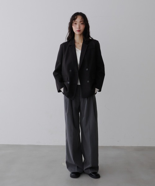 NUJOH（ヌゾ）の「Manish Tailor Jacket / マニッシュ テイラー ジャケット（テーラードジャケット・レディース・カーキ/ブラック・LARGE/MEDIUM）」の3枚目の写真