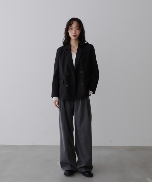 NUJOH（ヌゾ）の「Manish Tailor Jacket / マニッシュ テイラー ジャケット（テーラードジャケット・レディース・カーキ/ブラック・LARGE/MEDIUM）」の4枚目の写真