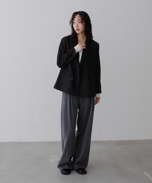 NUJOH（ヌゾ）の「Manish Tailor Jacket / マニッシュ テイラー ジャケット（テーラードジャケット・レディース・カーキ/ブラック・LARGE/MEDIUM）」の5枚目の写真