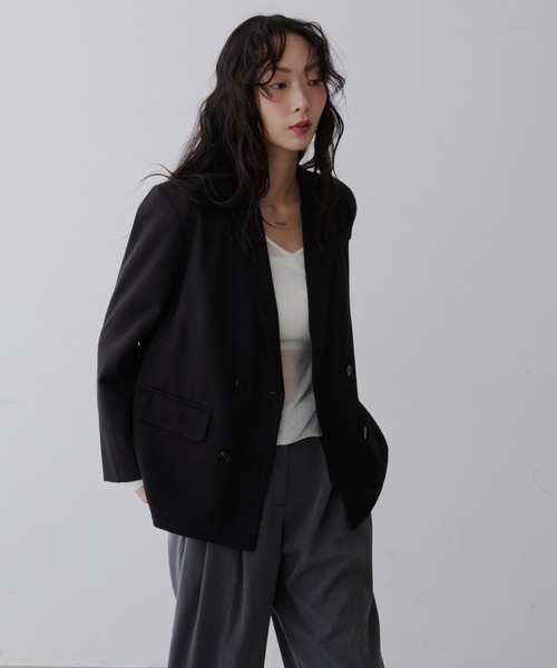 NUJOH（ヌゾ）の「Manish Tailor Jacket / マニッシュ テイラー ジャケット（テーラードジャケット・レディース・カーキ/ブラック・LARGE/MEDIUM）」の6枚目の写真