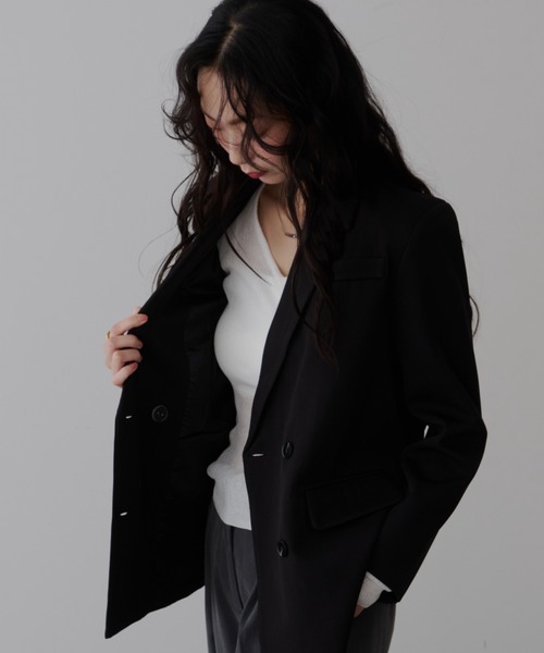 NUJOH（ヌゾ）の「Manish Tailor Jacket / マニッシュ テイラー ジャケット（テーラードジャケット・レディース・カーキ/ブラック・LARGE/MEDIUM）」の7枚目の写真