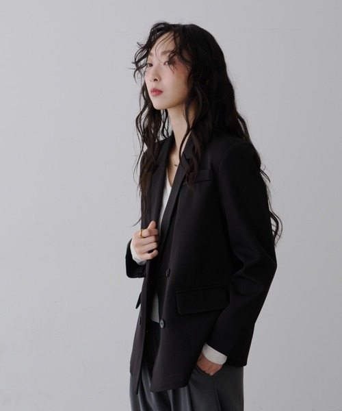 NUJOH（ヌゾ）の「Manish Tailor Jacket / マニッシュ テイラー ジャケット（テーラードジャケット・レディース・カーキ/ブラック・LARGE/MEDIUM）」の8枚目の写真
