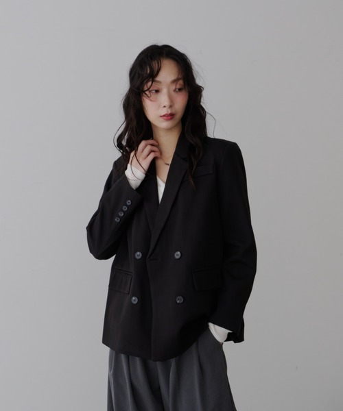 NUJOH（ヌゾ）の「Manish Tailor Jacket / マニッシュ テイラー ジャケット（テーラードジャケット・レディース・カーキ/ブラック・LARGE/MEDIUM）」の10枚目の写真