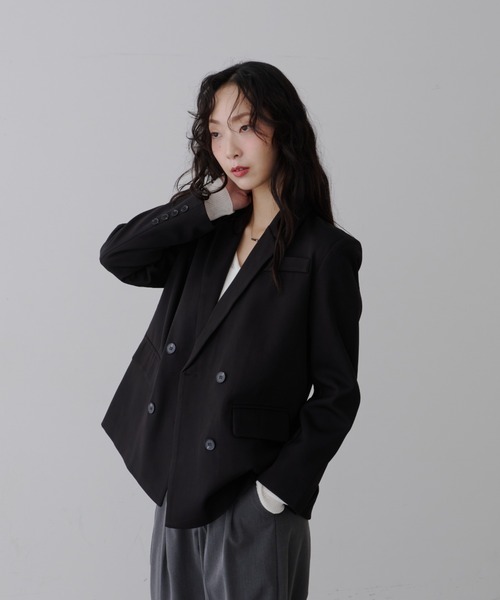NUJOH（ヌゾ）の「Manish Tailor Jacket / マニッシュ テイラー ジャケット（テーラードジャケット・レディース・カーキ/ブラック・LARGE/MEDIUM）」の11枚目の写真