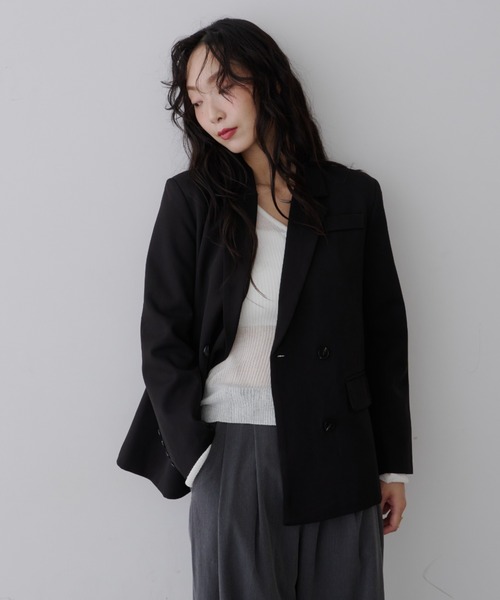 NUJOH（ヌゾ）の「Manish Tailor Jacket / マニッシュ テイラー ジャケット（テーラードジャケット・レディース・カーキ/ブラック・LARGE/MEDIUM）」の13枚目の写真