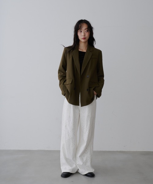 NUJOH（ヌゾ）の「Manish Tailor Jacket / マニッシュ テイラー ジャケット（テーラードジャケット・レディース・カーキ/ブラック・LARGE/MEDIUM）」の17枚目の写真