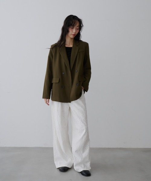NUJOH（ヌゾ）の「Manish Tailor Jacket / マニッシュ テイラー ジャケット（テーラードジャケット・レディース・カーキ/ブラック・LARGE/MEDIUM）」の18枚目の写真