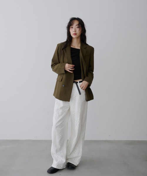 NUJOH（ヌゾ）の「Manish Tailor Jacket / マニッシュ テイラー ジャケット（テーラードジャケット・レディース・カーキ/ブラック・LARGE/MEDIUM）」の19枚目の写真