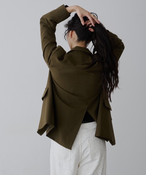 NUJOH（ヌゾ）の「Manish Tailor Jacket / マニッシュ テイラー ジャケット（テーラードジャケット・レディース・カーキ/ブラック・LARGE/MEDIUM）」の22枚目の写真