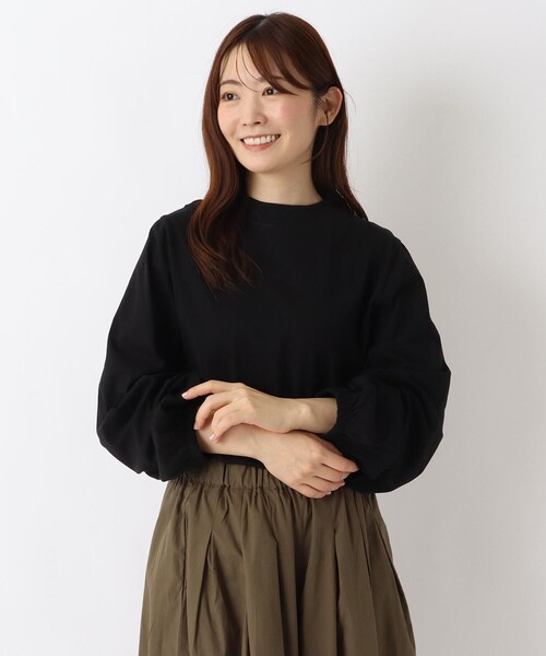 one'sterrace(ワンズテラス)の「パフスリーブ 長袖コットンプルオーバー(Tシャツ/カットソー・レディース・ブラック系8/ブラウン系8/アイボリー系8/ネイビー系5/レッド系9・02)」の2枚目の写真