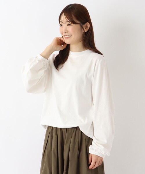 one'sterrace(ワンズテラス)の「パフスリーブ 長袖コットンプルオーバー(Tシャツ/カットソー・レディース・ブラック系8/ブラウン系8/アイボリー系8/ネイビー系5/レッド系9・02)」の4枚目の写真