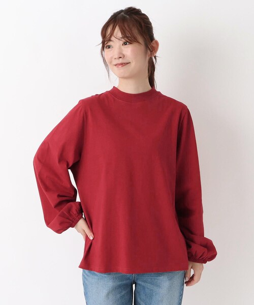 one'sterrace(ワンズテラス)の「パフスリーブ 長袖コットンプルオーバー(Tシャツ/カットソー・レディース・ブラック系8/ブラウン系8/アイボリー系8/ネイビー系5/レッド系9・02)」の6枚目の写真
