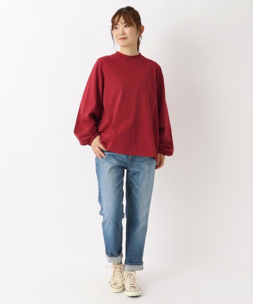 one'sterrace(ワンズテラス)の「パフスリーブ 長袖コットンプルオーバー(Tシャツ/カットソー・レディース・ブラック系8/ブラウン系8/アイボリー系8/ネイビー系5/レッド系9・02)」の19枚目の写真