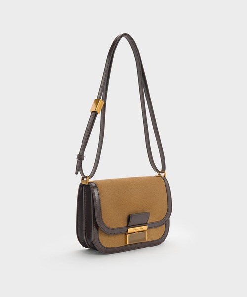 CHARLES & KEITH(チャールズ & キース)の「Charlot シャーロットスエードバッグ(ショルダーバッグ・レディース・ブラウン系その他7/サンドベージュ・M)」の14枚目の写真