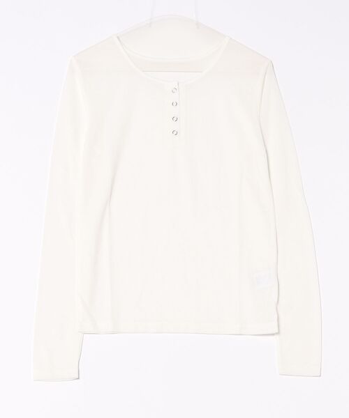 STYLEBLOCK(スタイルブロック)の「シアーリブヘンリーネックトップス(Tシャツ/カットソー・レディース・ホワイト/杢グレー/ピンク/レッド/ブラウン/ブラック・M)」の1枚目の写真